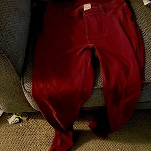 I’m selling red stretchy pants.